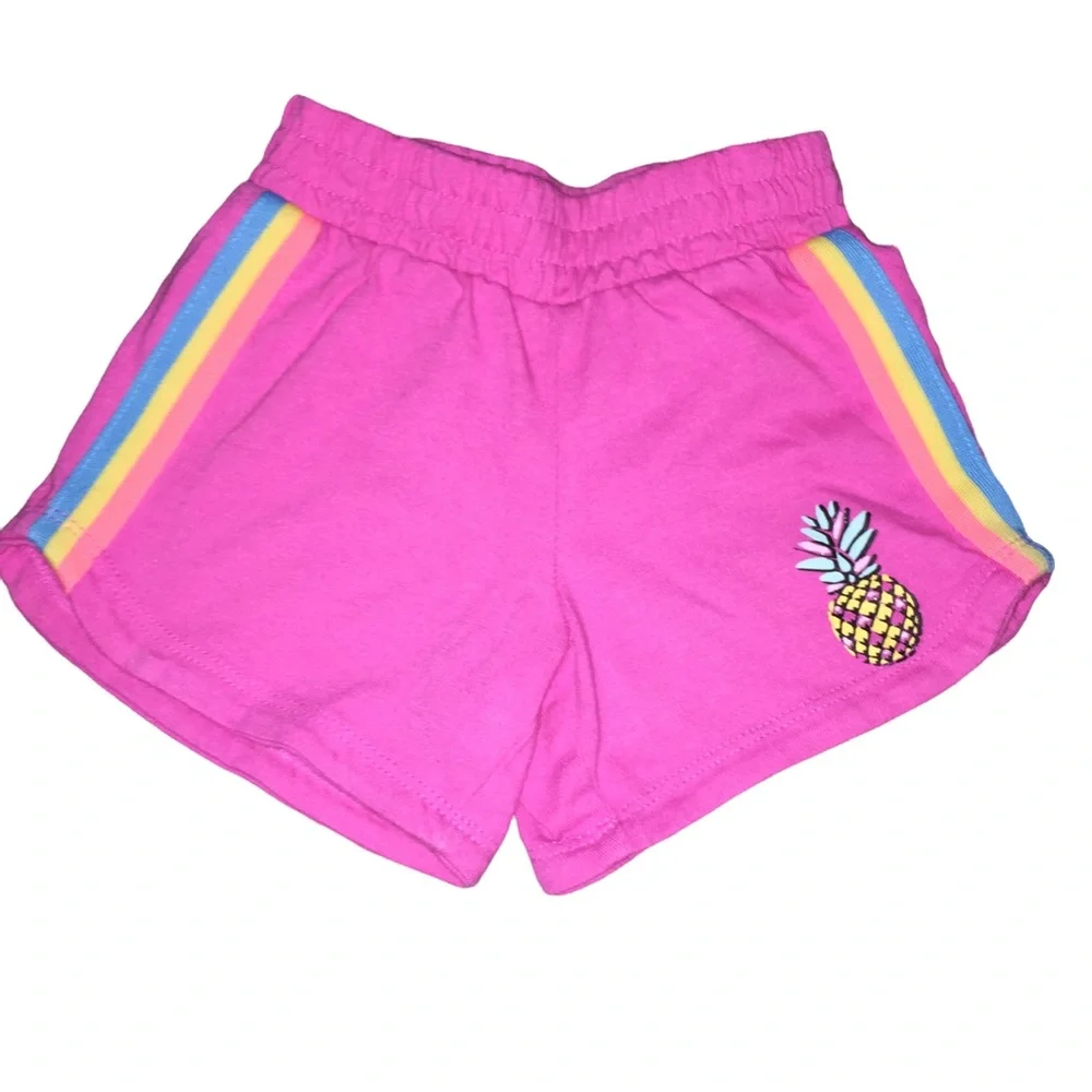 4/$20 Hot Pink Pineapple Rainbow Stripes Shorts Size XS 4-5 Soft Stretchy